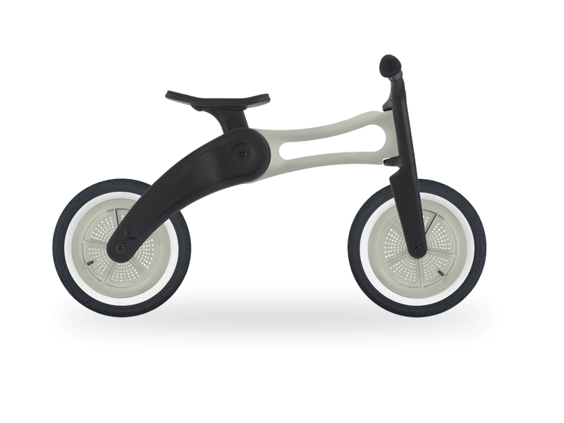 Grey and black recycled plastic 2 wheel running bike