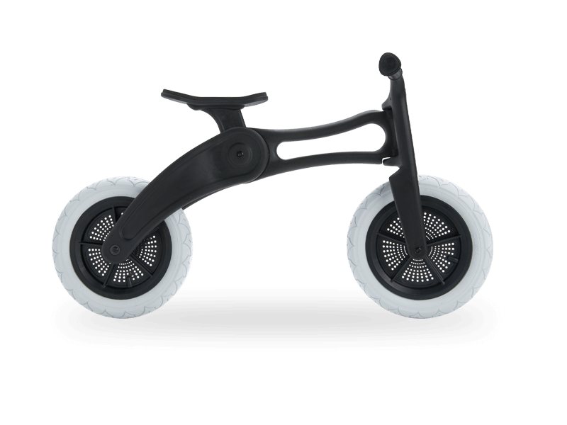 Black recycled plastic 2 wheel running bike