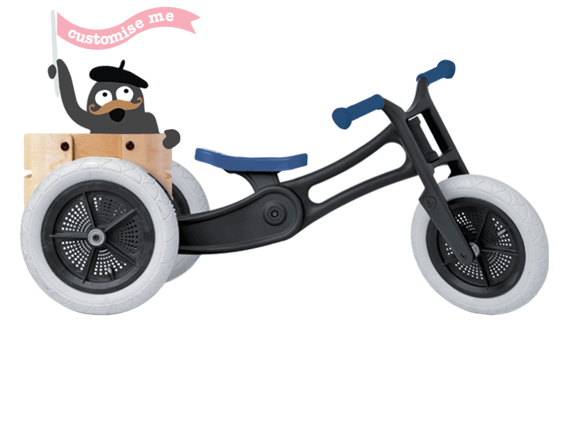 Plastic running trike with colourful accessories