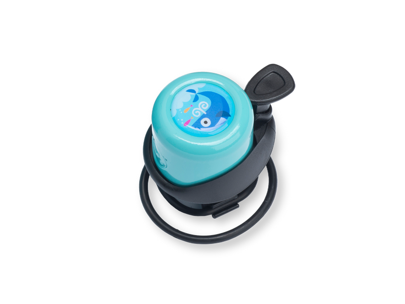 Blue bike bell with blue whale artwork