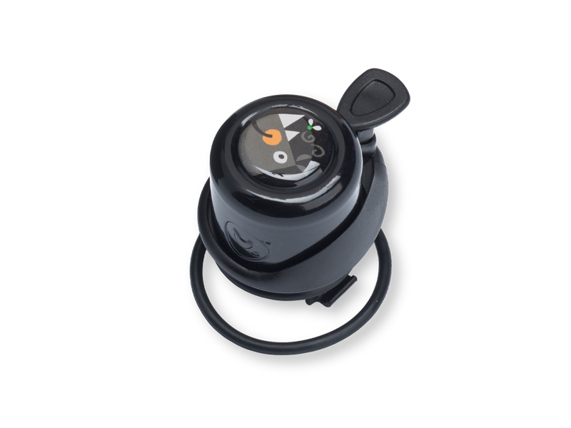 Black bike bell with Rhino artwork