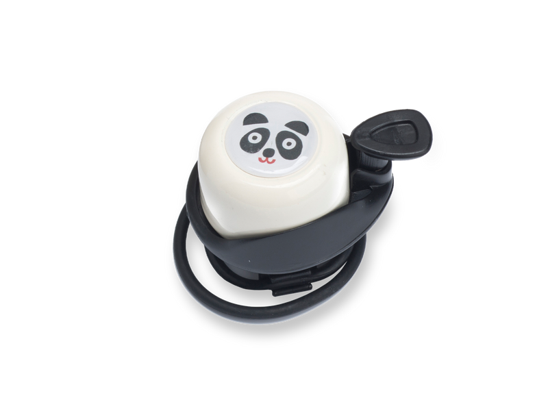 White bike bell with black panda artwork