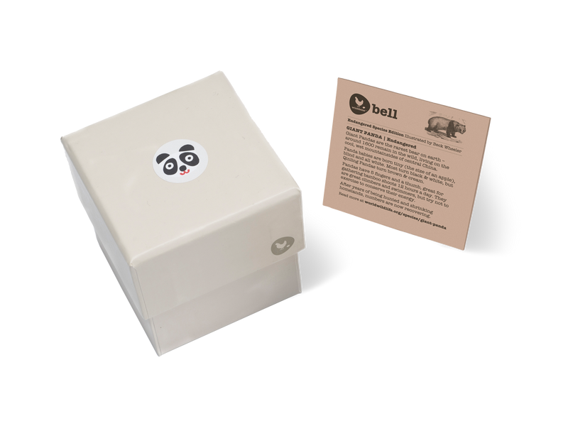 Whtie gift box with fact card on giant pandas